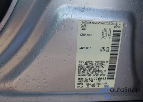 2018 Nissan Altima 2.5 S from USA, damaged, VIN 1N4AL3AP0JC276953